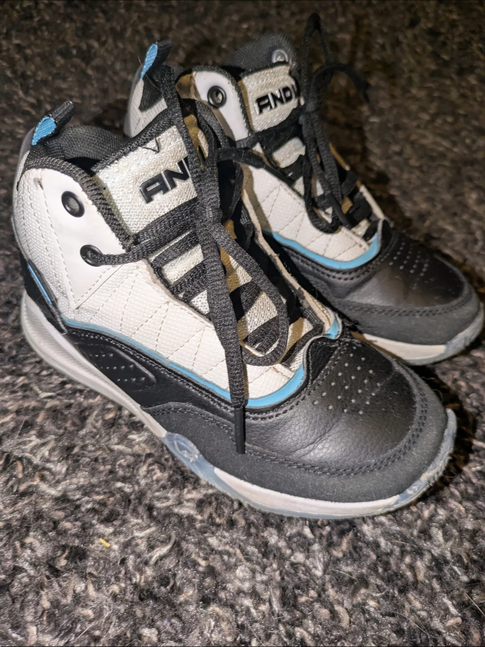 And1 Kids Black, White & Light Blue High-Top Sneakers - Youth Athletic Shoes